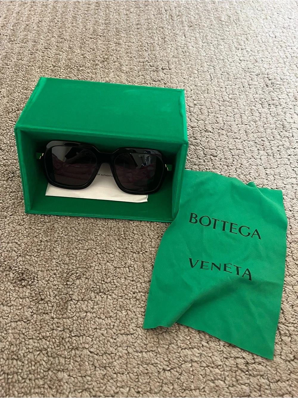 Bottega Veneta Black Sunglasses with Gold Accents